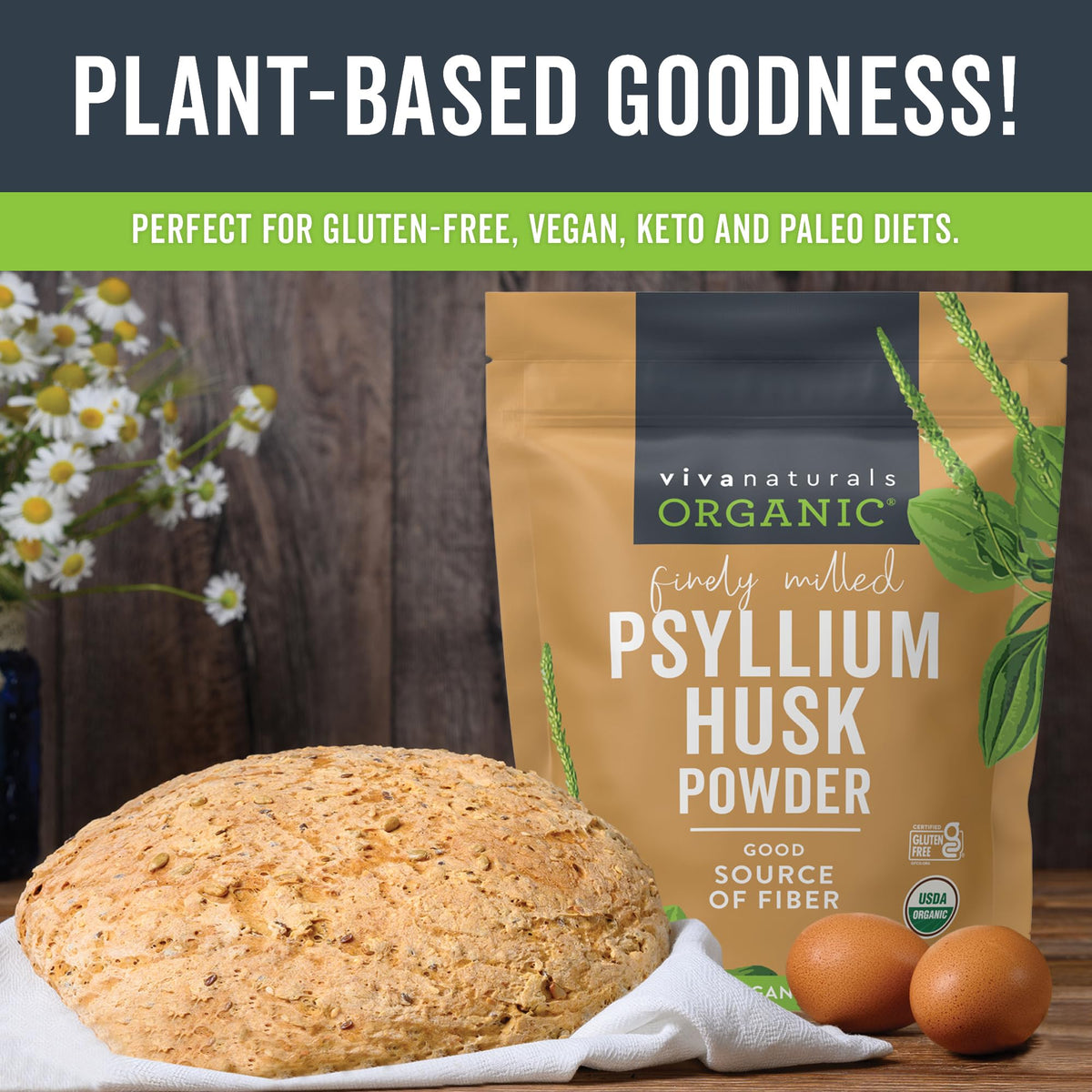 Organic Psyllium Husk Powder, 24 oz Q2859