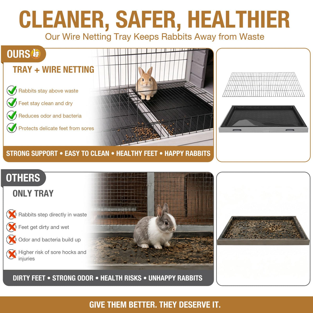 Wood Rabbit Hutch with Wire Mesh D460782