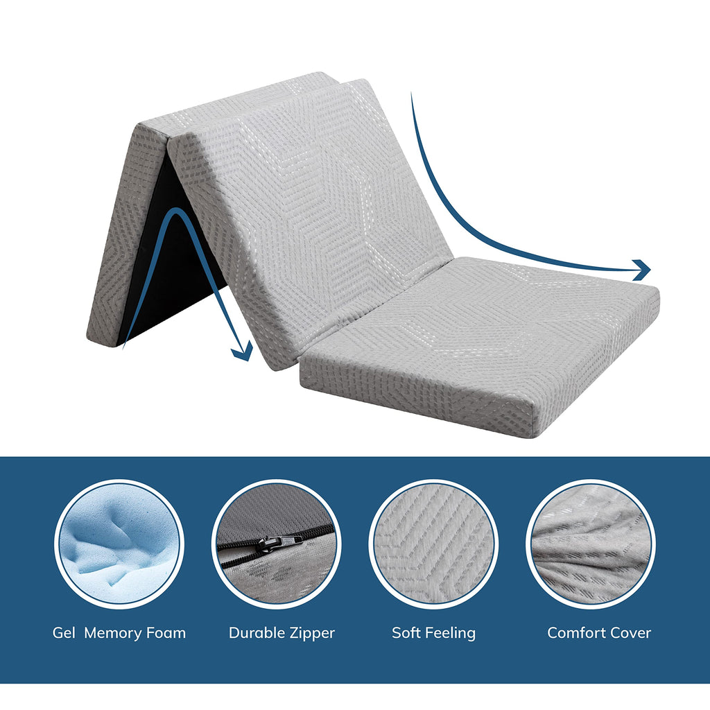4 Inch Tri Folding Memory Foam Mattress W797