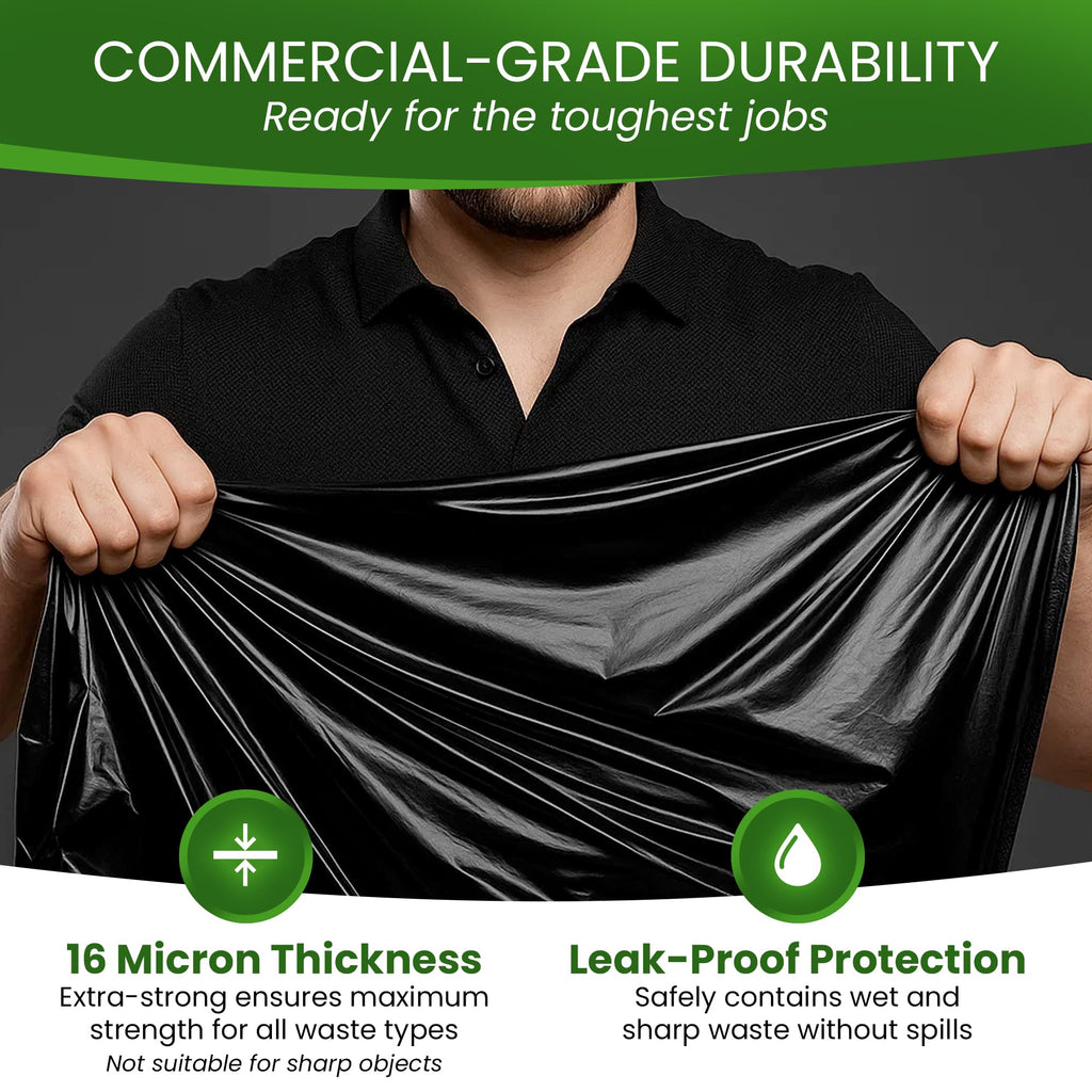 Black 40-45 Gallon Trash Bags, 200 Count R92190