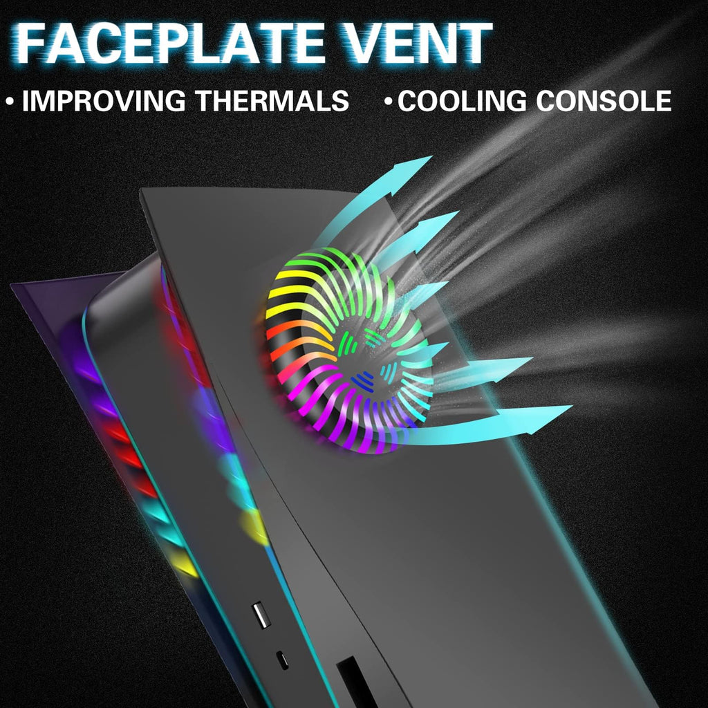 PS5 Faceplates with Cooling Vents LED Lights Black R1140