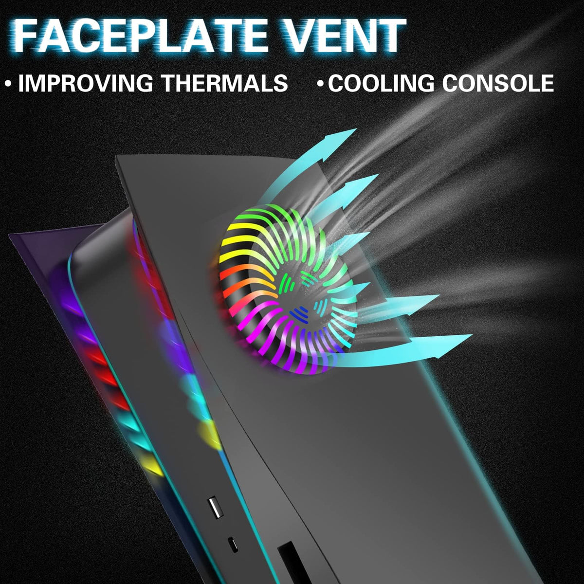 PS5 Faceplates with Cooling Vents LED Lights Black R1140