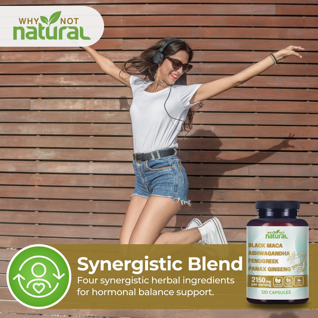 Organic Black Maca Root Ashwagandha Fenugreek Panax Ginseng Capsules Q7430
