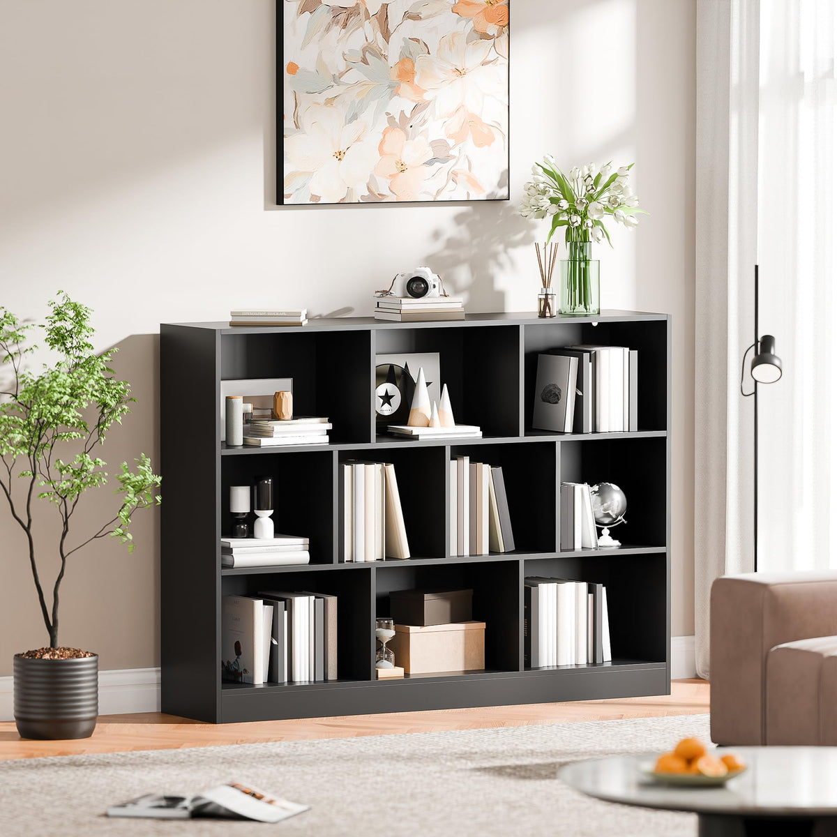Black 3-Tier 10 Cube Storage Organizer Bookshelf Q809