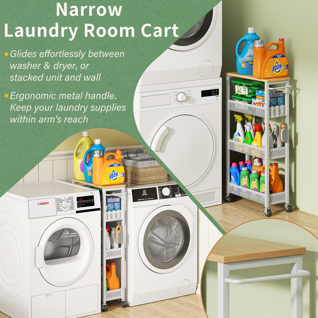 Laundry Room Organization Cart with Casters K52902