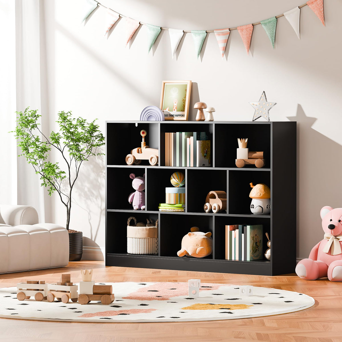Black 3-Tier 10 Cube Storage Organizer Bookshelf Q809