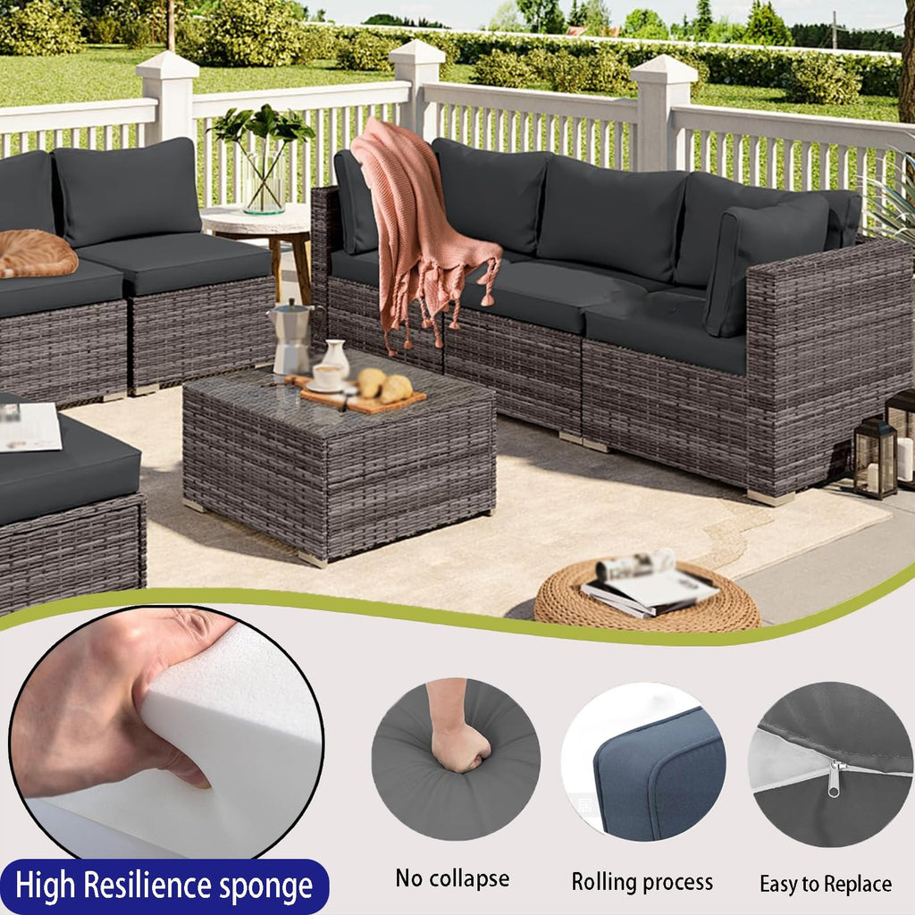 Light Blue 14-Piece Water-Repellent Outdoor Replacement Cushions Set Z16050