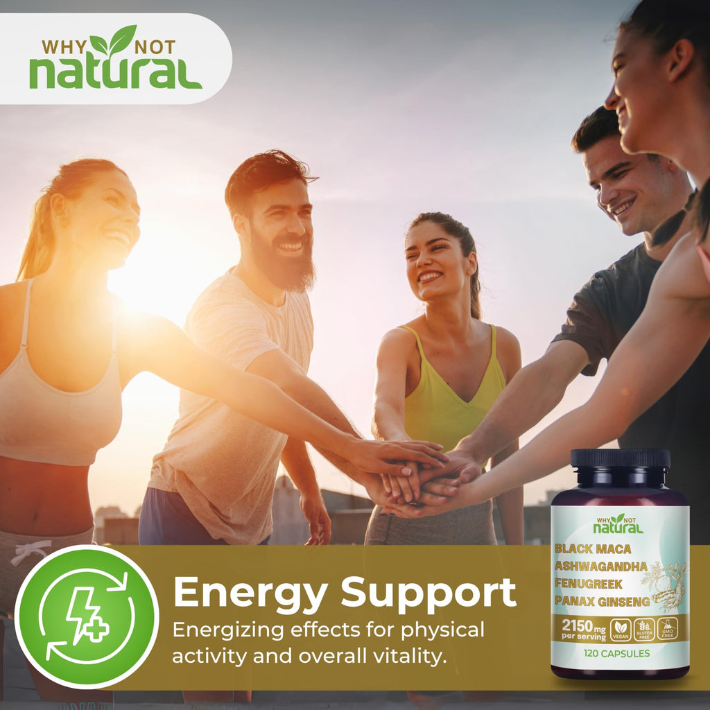 Organic Black Maca Root Ashwagandha Fenugreek Panax Ginseng Capsules Q7430