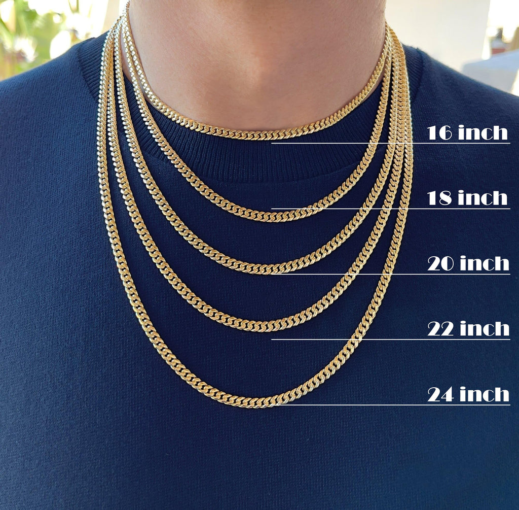 3mm 6mm Cuban Link Chain 14K Gold Plated Stainless Steel Necklace G58879