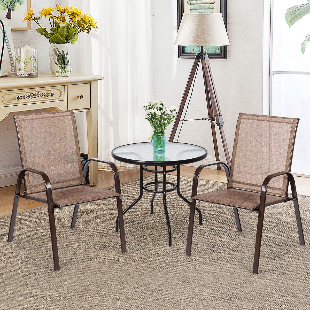 2 Piece Outdoor Patio Chairs with Breathable Fabric O771725