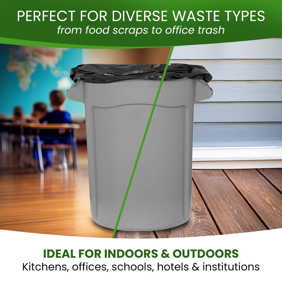 Black 40-45 Gallon Trash Bags, 200 Count R92190
