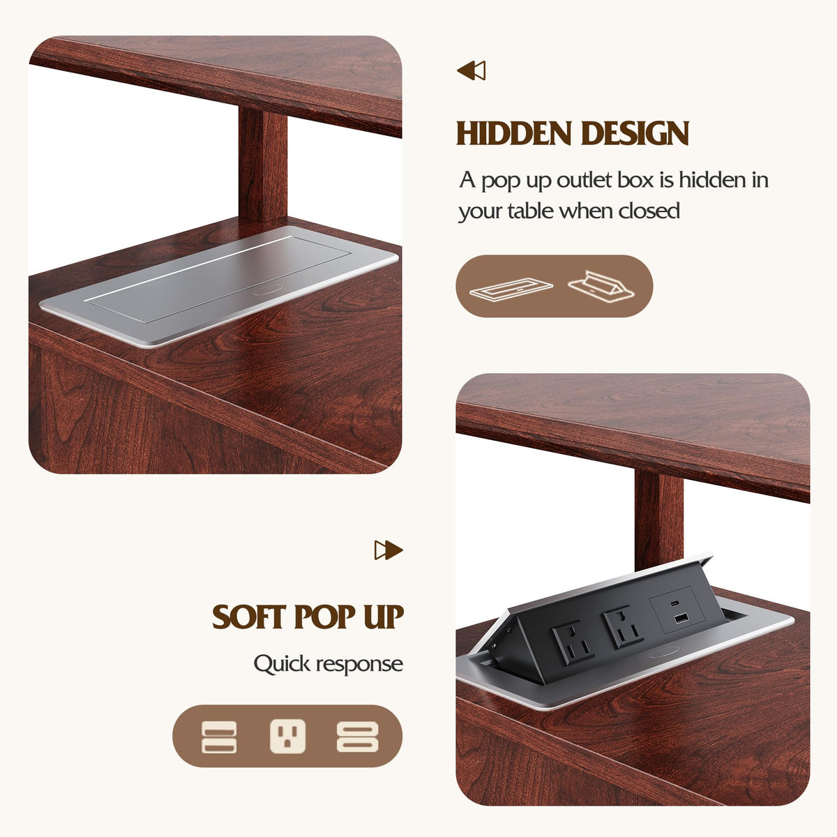 End Table with Charging Station & 2 Drawers M70159