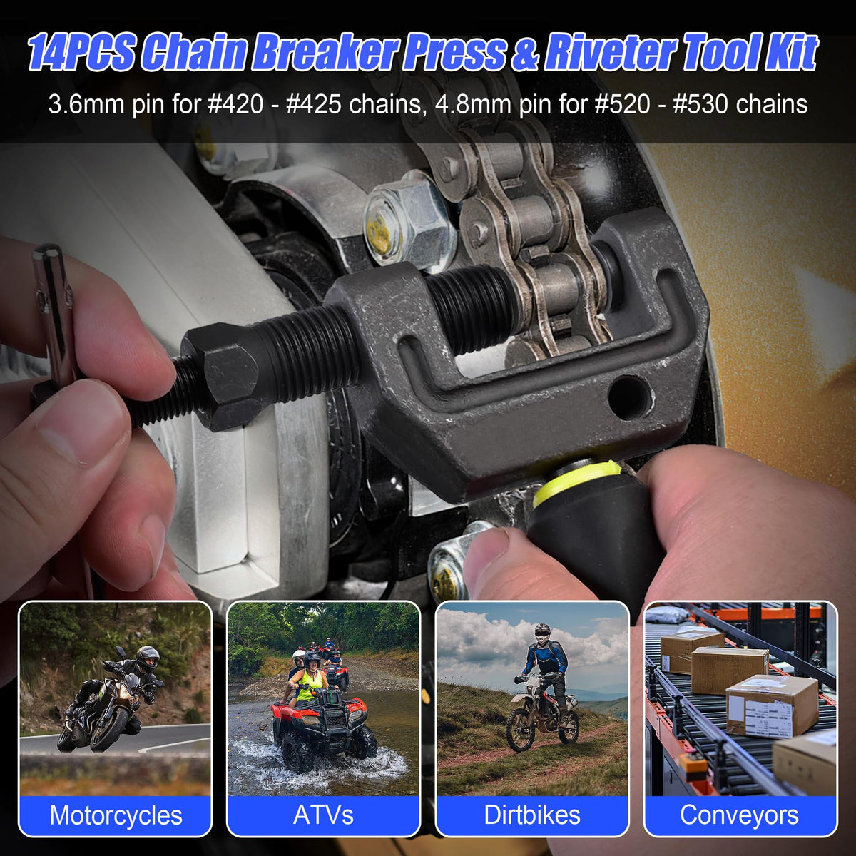 14 Pc Motorcycle Chain Breaker Tool Kit R8228