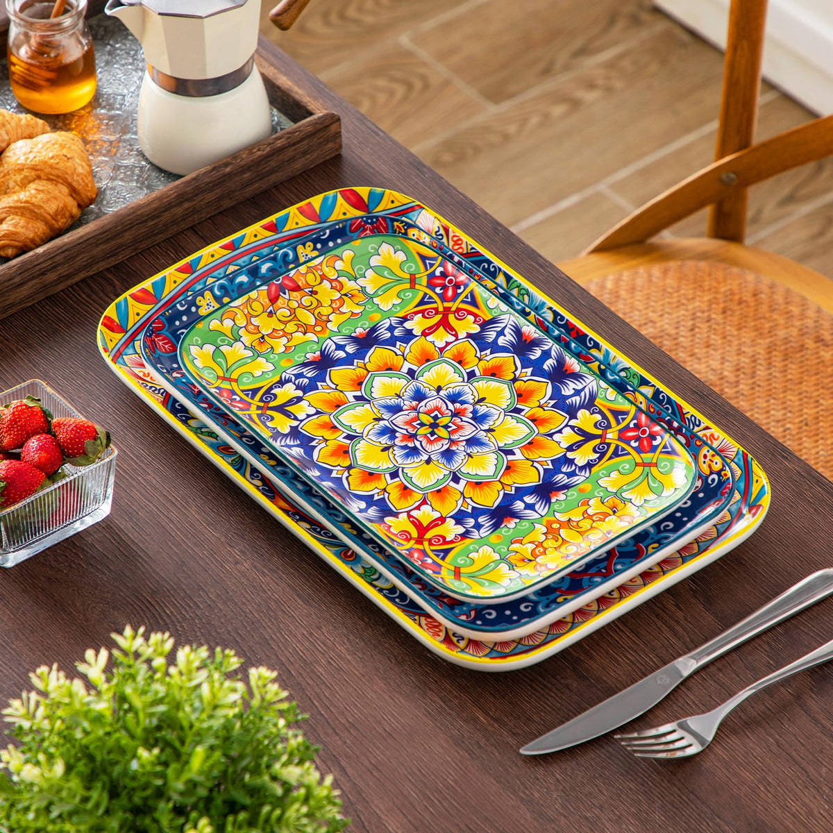 Serving Platters Set of 3 Rectangular Trays W696