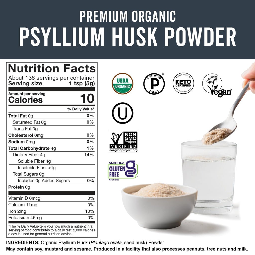 Organic Psyllium Husk Powder, 24 oz Q2859