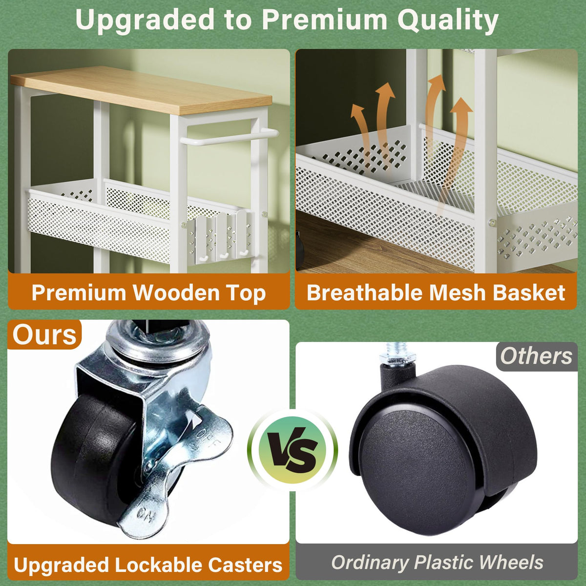 Laundry Room Organization Cart with Casters K52902