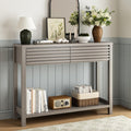 Oak Gray Fluted Console Table with Drawers L167
