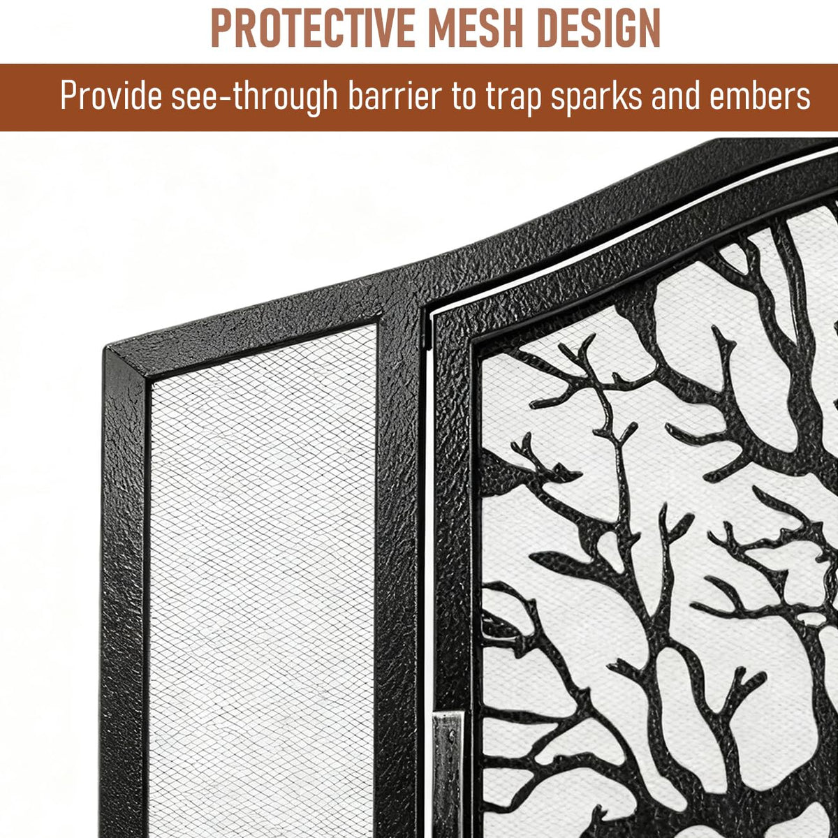 Wrought Iron Fireplace Screen with Locking Doors V68178
