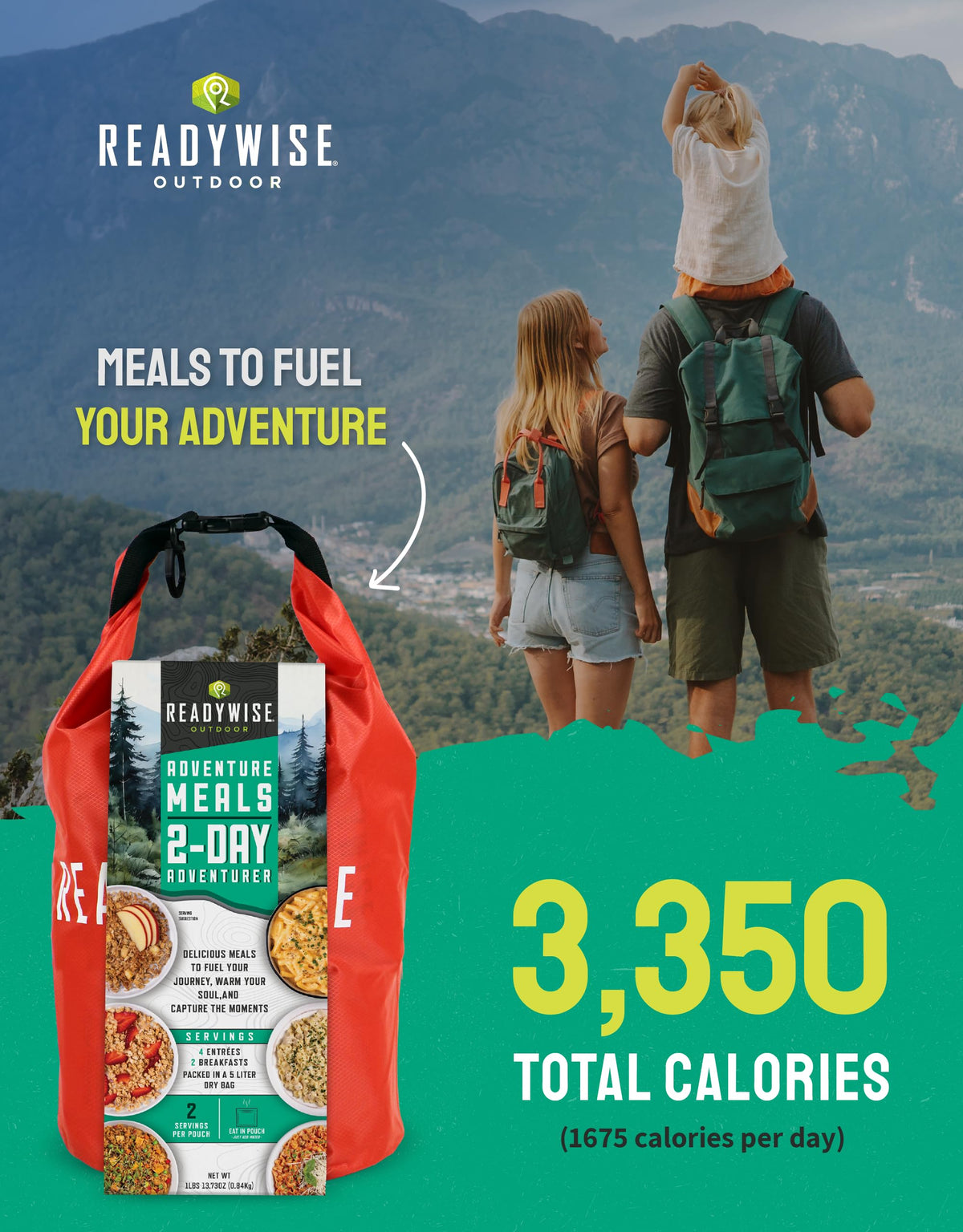 2 Day Camping Meal 12 Servings Freeze Dried Survival Food Kit Z64839