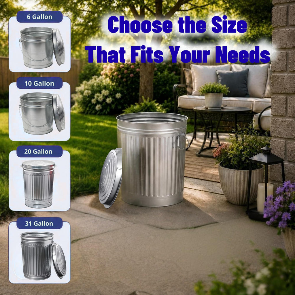 20 Gallon Galvanized Steel Trash Can with Locking Lid F432503