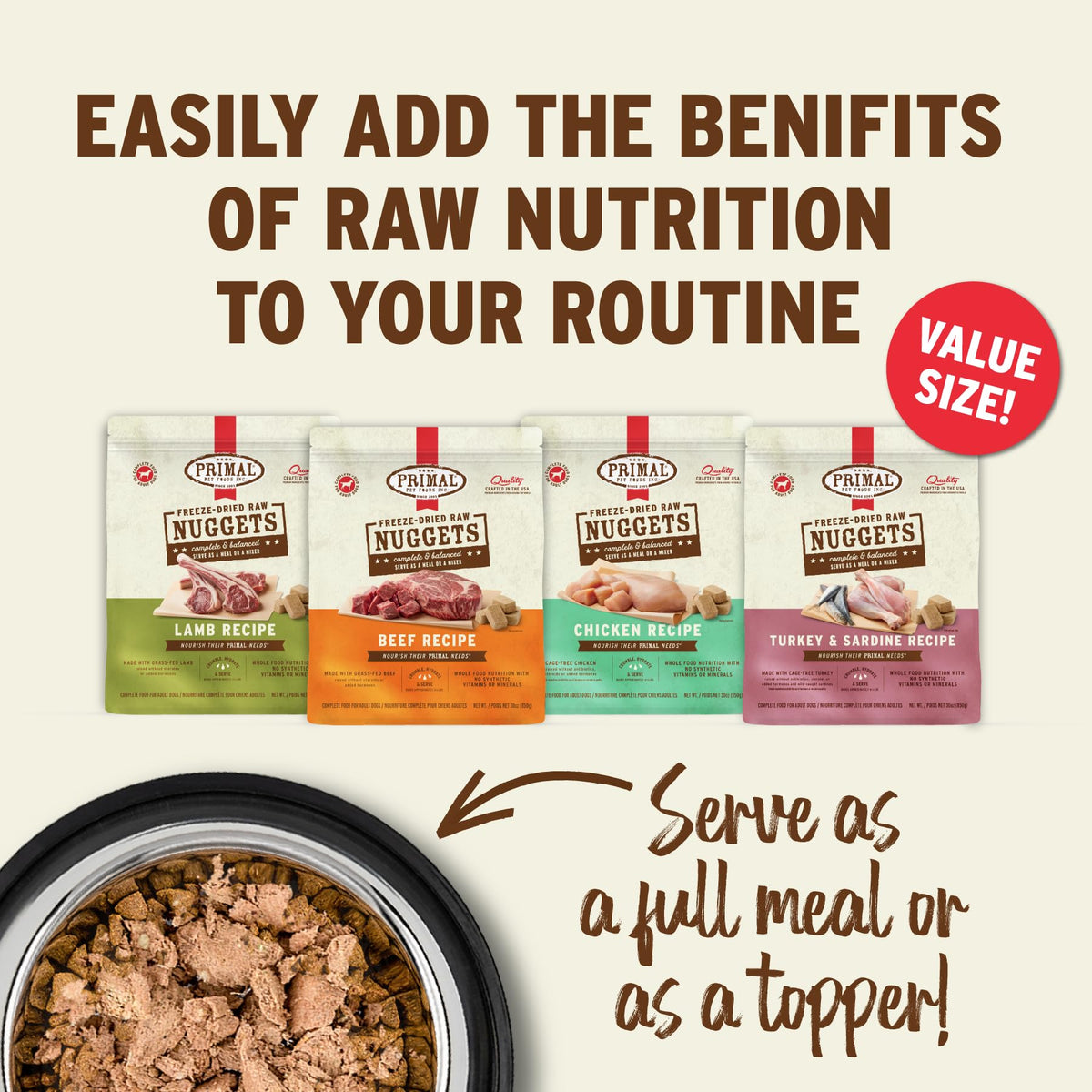 Freeze Dried Raw Dog Food Nuggets Beef 30 oz M23053