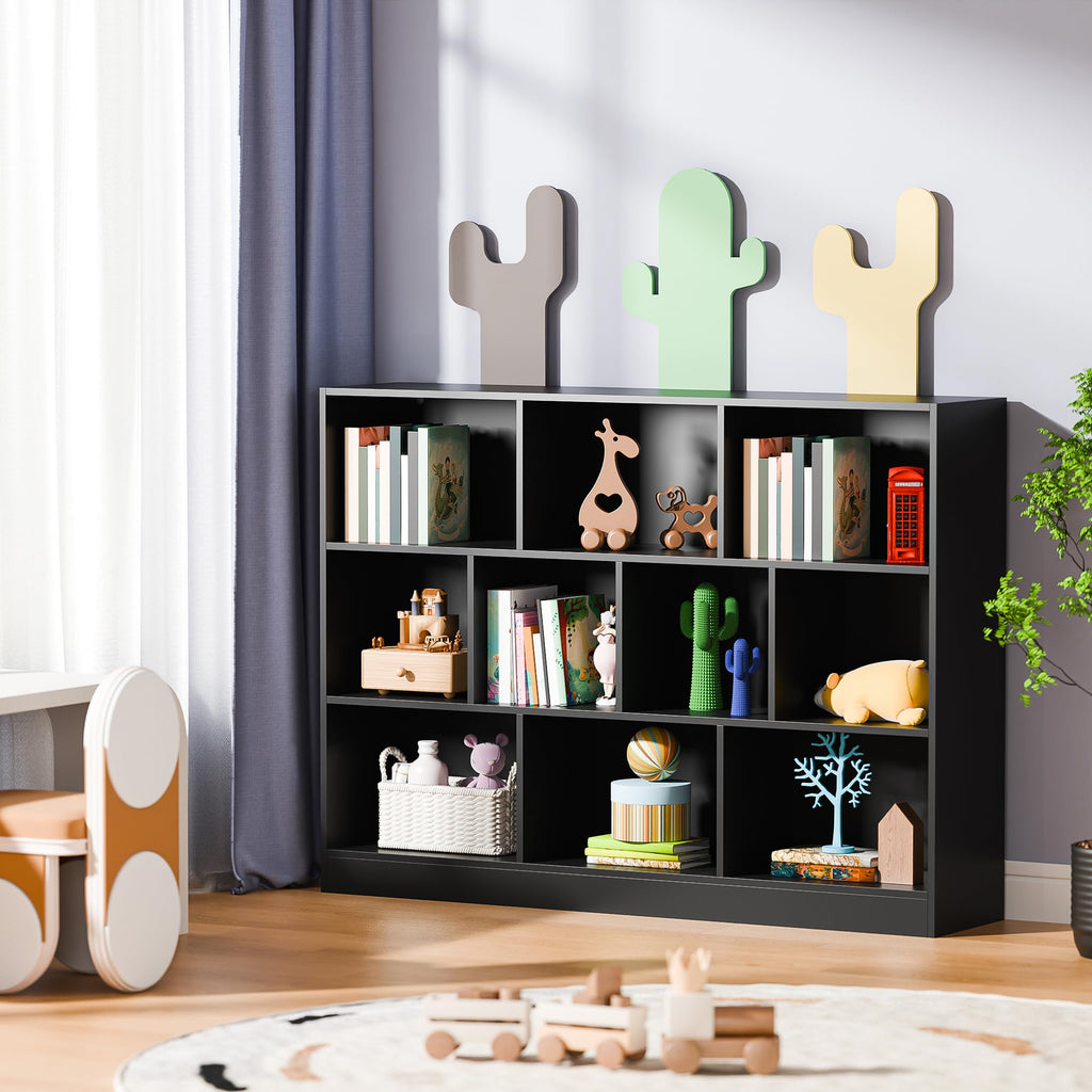 Black 3-Tier 10 Cube Storage Organizer Bookshelf Q809
