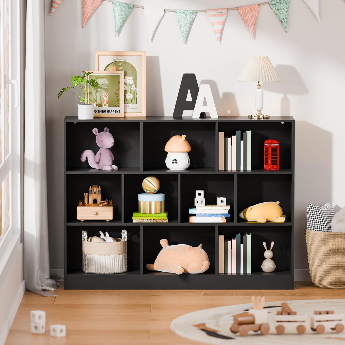 Black 3-Tier 10 Cube Storage Organizer Bookshelf Q809