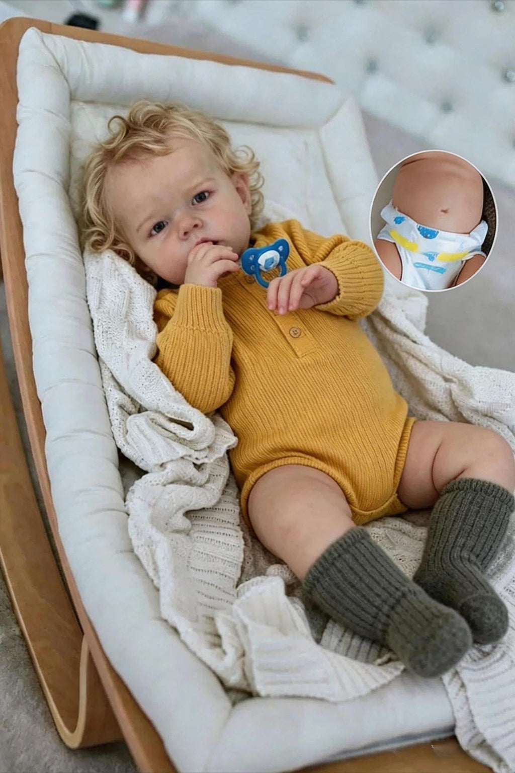 22" Realistic Baby Doll Boy Blonde Hair I682614
