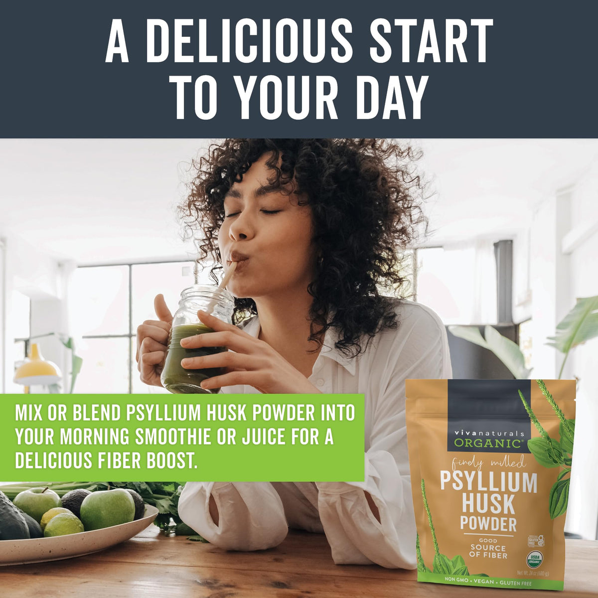 Organic Psyllium Husk Powder, 24 oz Q2859