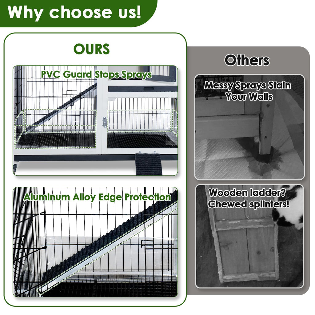 White Indoor Outdoor Rabbit Hutch with Tray V826