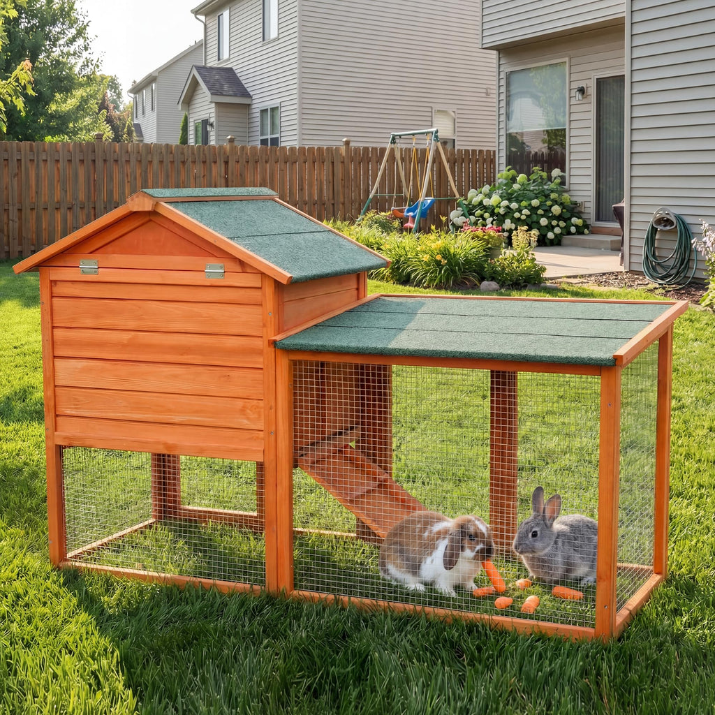 Large Outdoor Indoor Wooden Rabbit Hutch Q695790