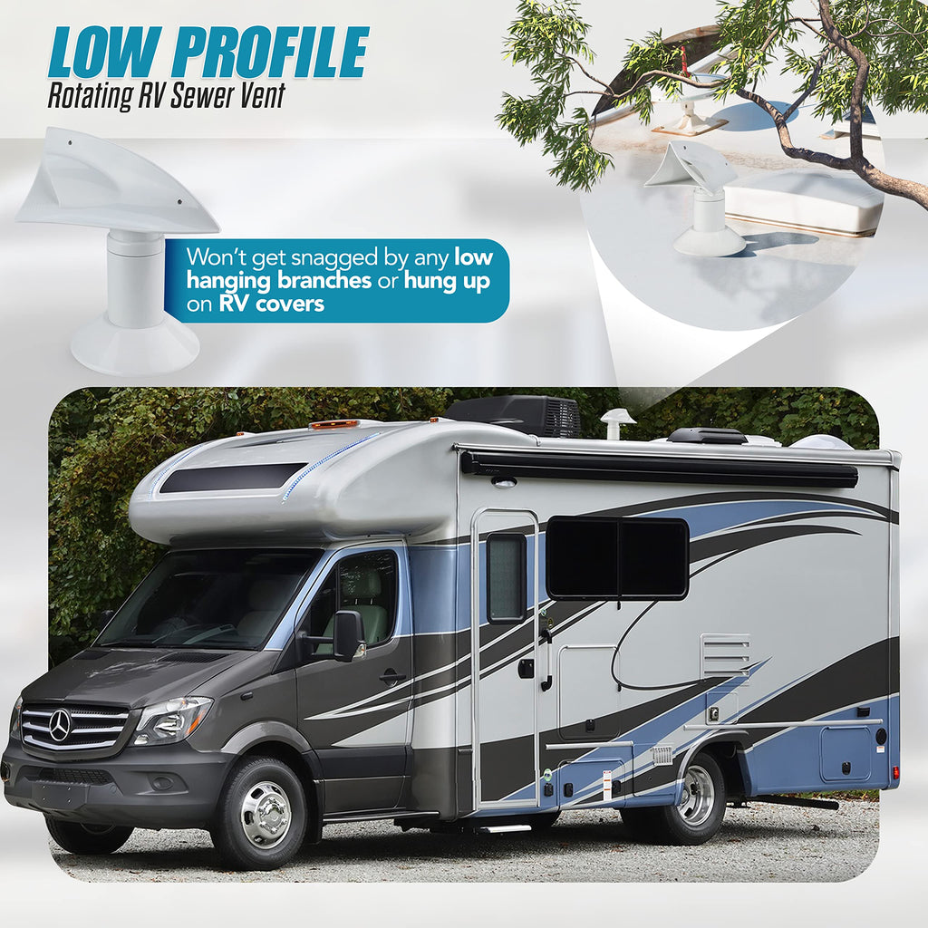 White 1 Pack RV Rotating Sewer Vent L447117