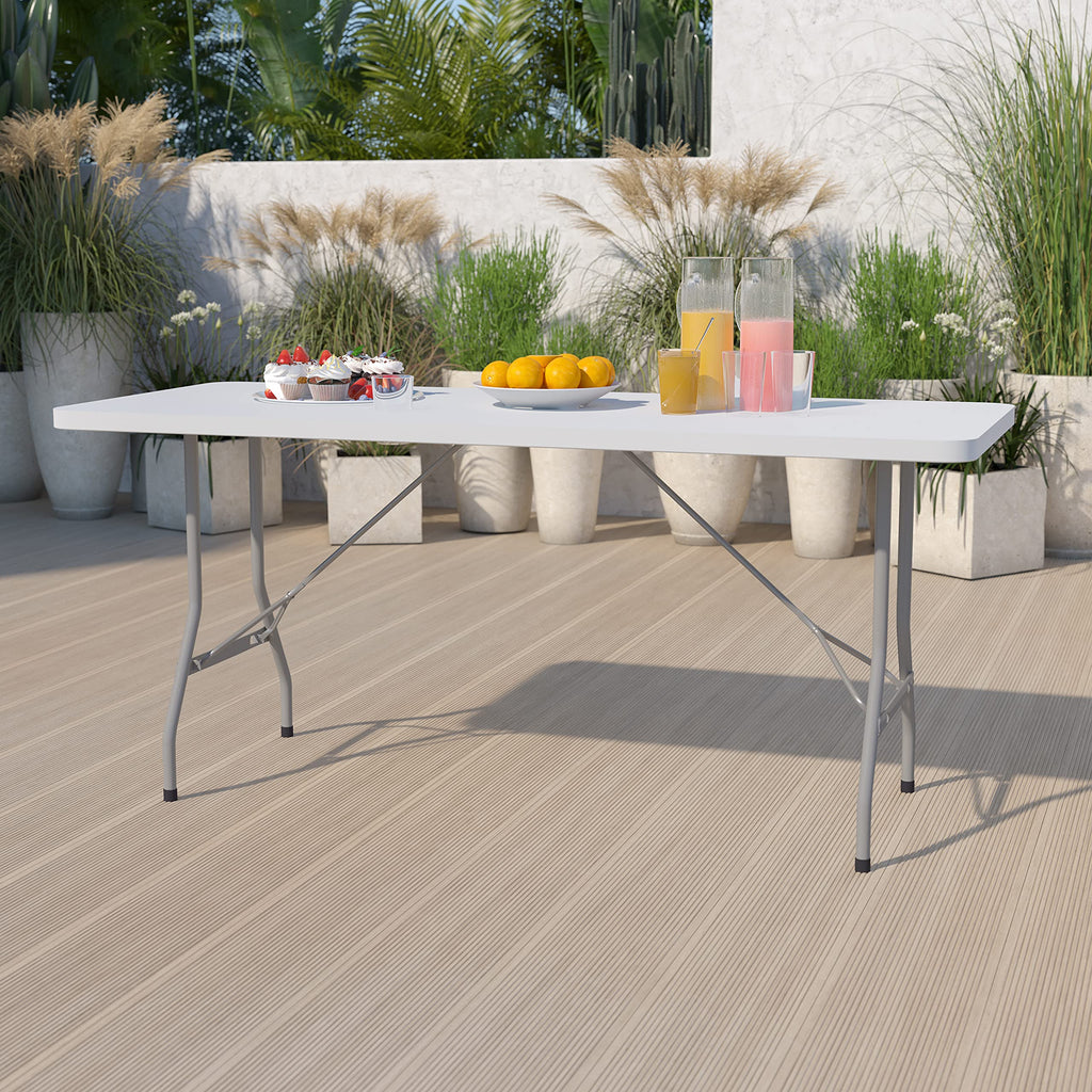 6-Foot White Plastic Folding Table B81602