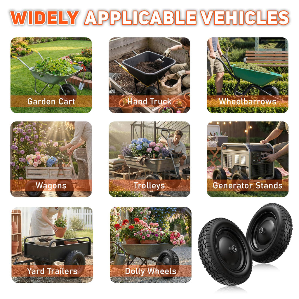 4.80/4.00-8 Flat Free Wheelbarrow Tire and Wheel C5652