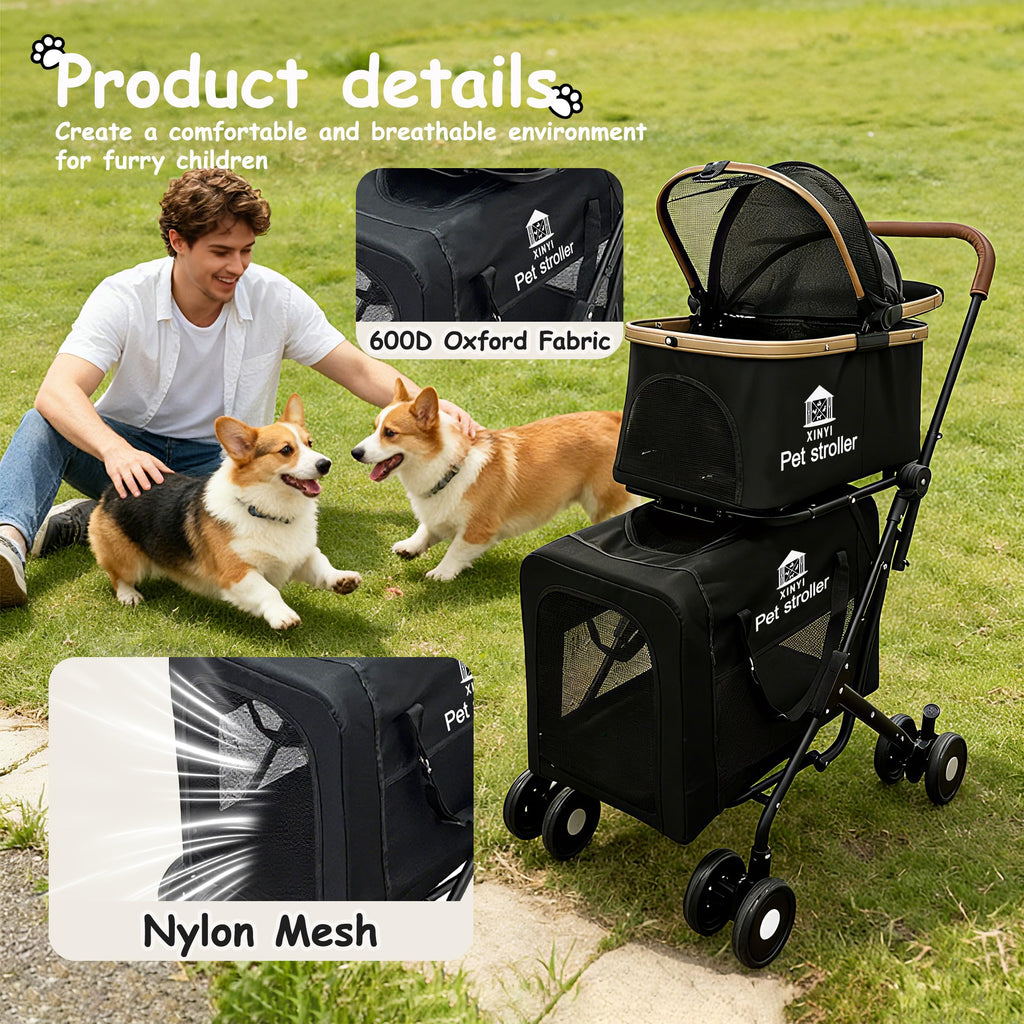 XL Extra-Large Double Pet Stroller with Weather Cover B63628