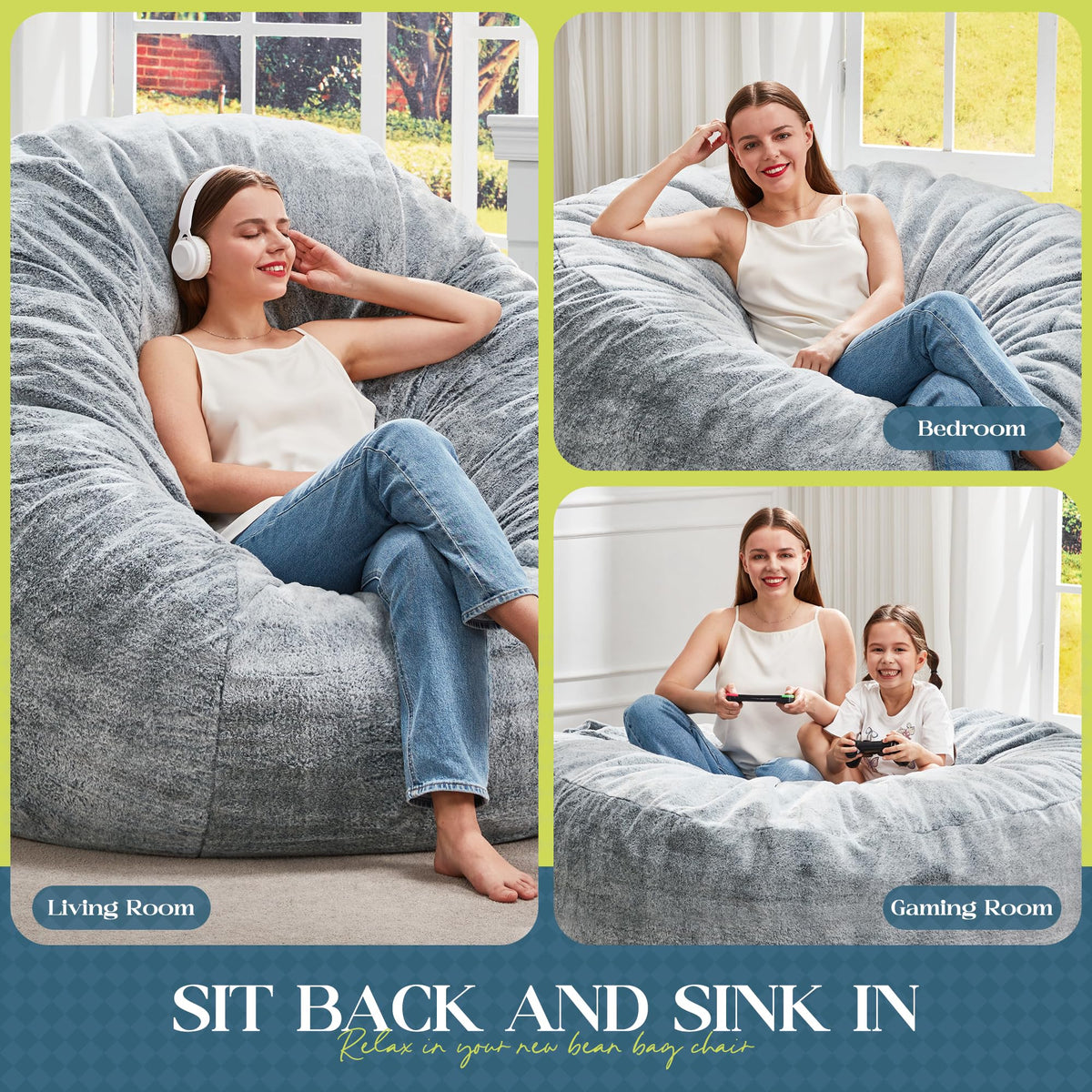 Grey 5FT Bean Bag Chair M433