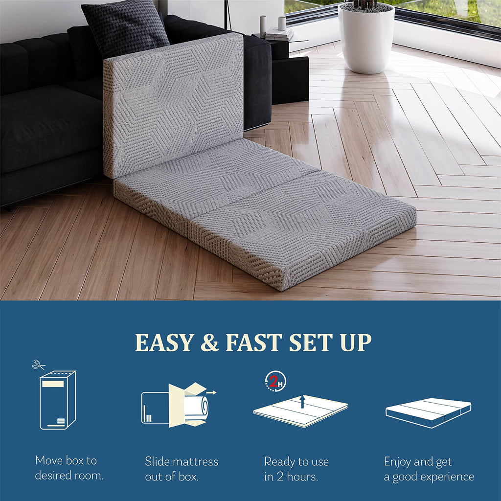 4 Inch Tri Folding Memory Foam Mattress W797