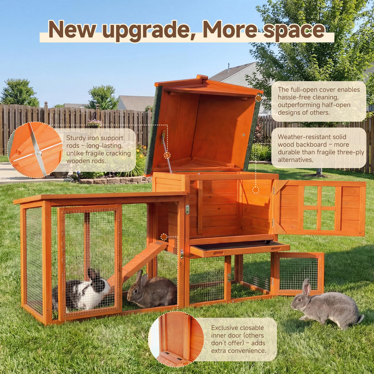Large Outdoor Indoor Wooden Rabbit Hutch Q695790