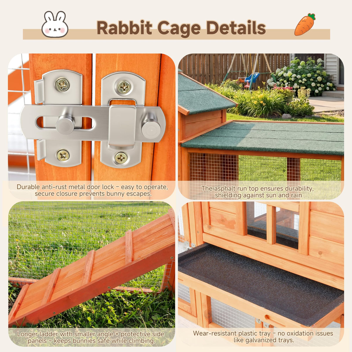 Large Outdoor Indoor Wooden Rabbit Hutch Q695790