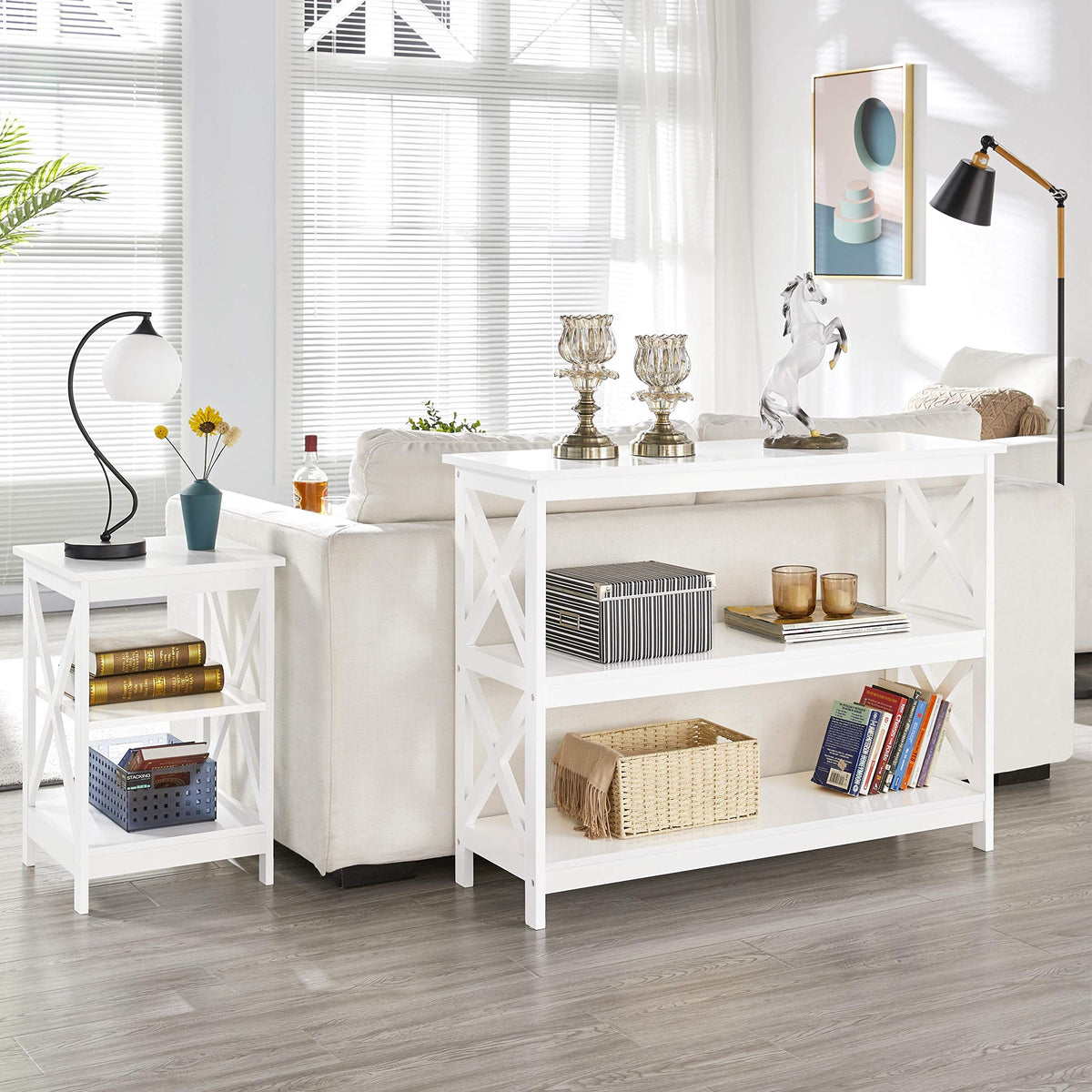 White 3-Tier Narrow Console Table L298362