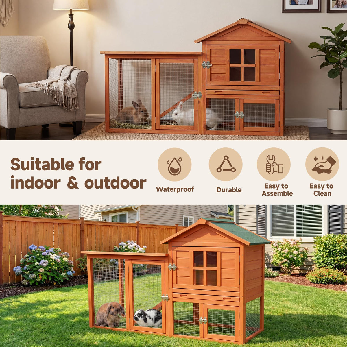 Large Outdoor Indoor Wooden Rabbit Hutch Q695790